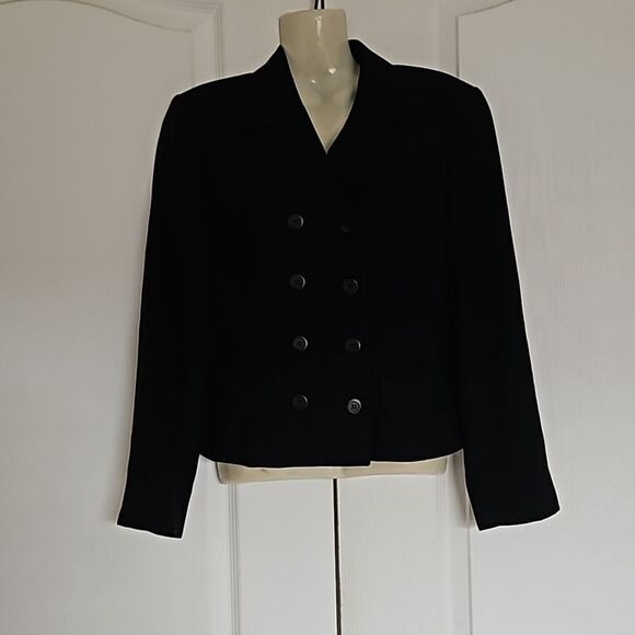 Thomo Women's Double-Breasted Cropped Blazer Small Black - Picture 2 of 16